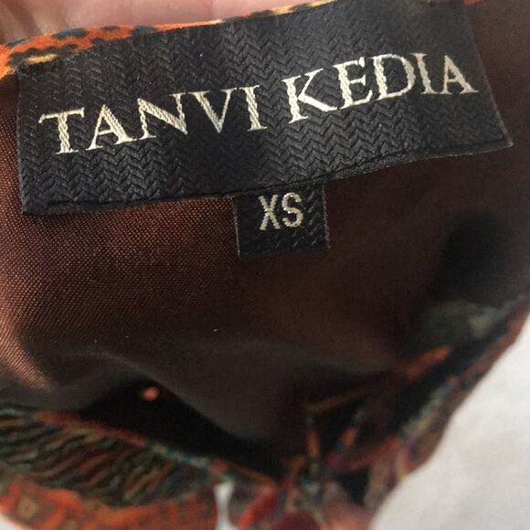 Anthropologie Tanvi Kedia "Sumana" Tunic Orange Beaded Short Sleeve Dress XS - Picture 10 of 10